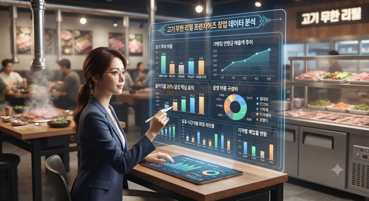 고기 무한리필 프랜차이즈 창업 수익률, 원가 압박을 견디고 순수익 20%를 달성하는 방법은?