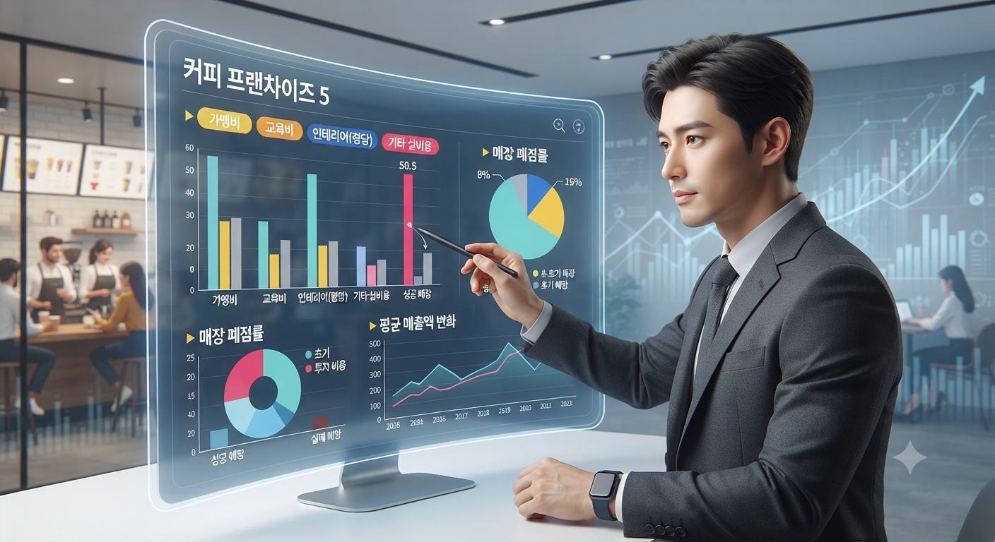 커피 프랜차이즈 창업 수익률 비교, TOP 5 브랜드 실제 순수익 분석